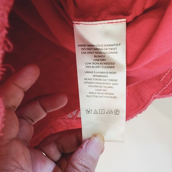 Anthropologie Women The Lainie Longsleeve Lace Cutwork Blouse Pink XL LinenBlend - Picture 15 of 16